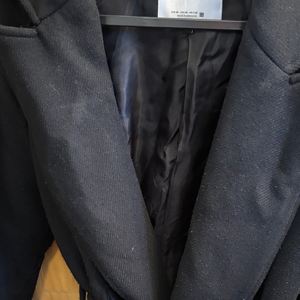 Zara Elegant Black Wrap Coat - Picture 3 of 12